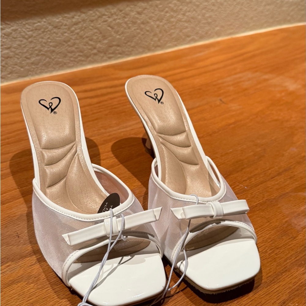 Windsor White Bow Heeled Sandals